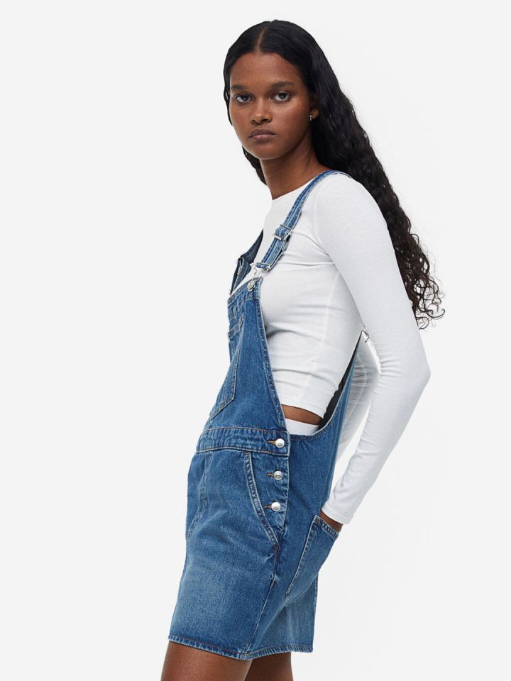 Womens denim dungaree hot sale dress
