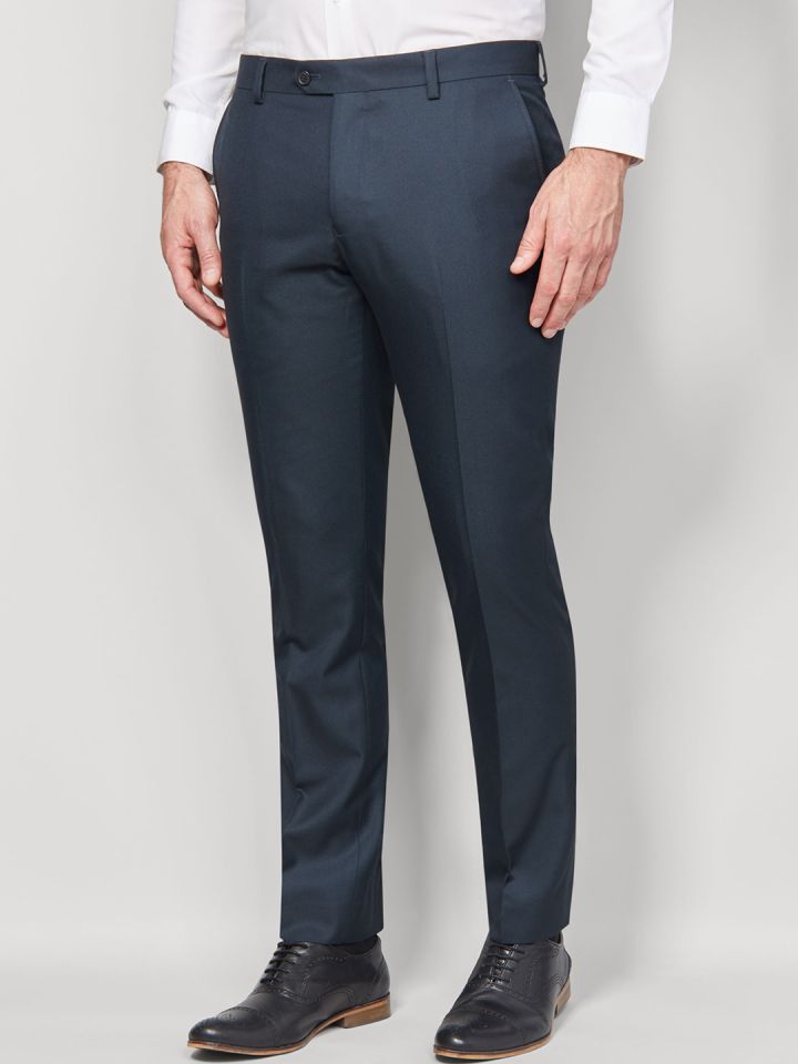 Buy Next Men Blue Skinny Fit Solid Formal Trousers  Trousers for Men  2207815  Myntra