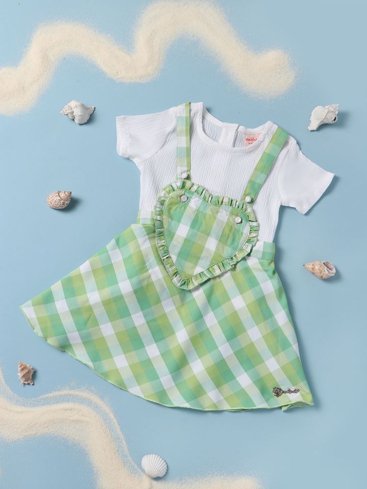 Buy Nauti Nati Girls Checked Pinafore Dress With Top Dresses for