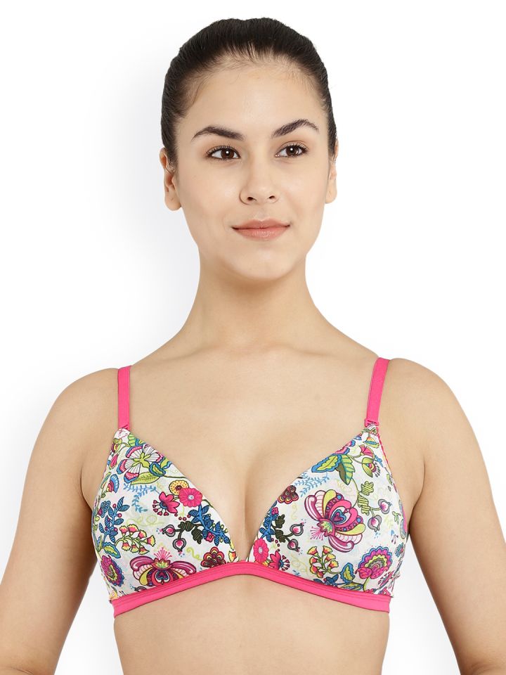 Buy Floret Black Solid Non Wired Lightly Padded Push Up Bra T 3037