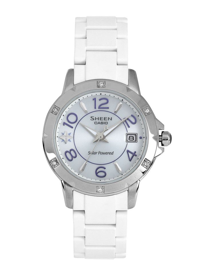 CASIO Sheen Women Silver Toned Dial Solar Powered Watch SX065