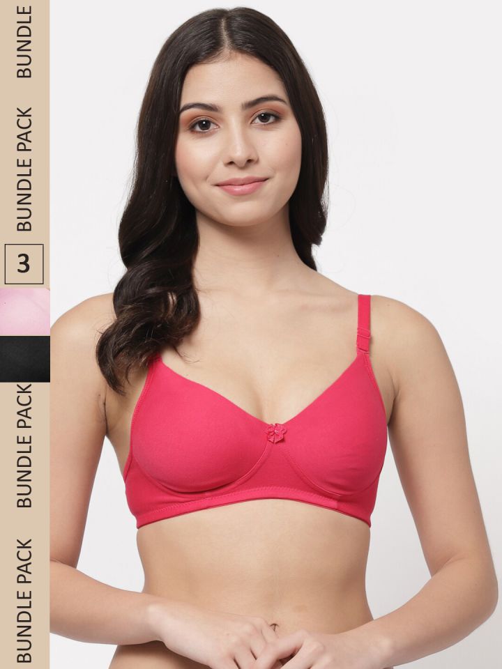 Buy online Pack Of 3 Solid Bra from lingerie for Women by College