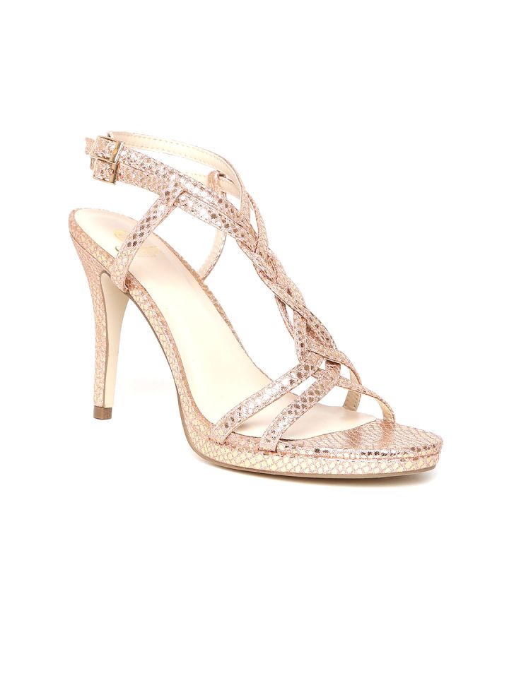 Golden heels new arrivals myntra
