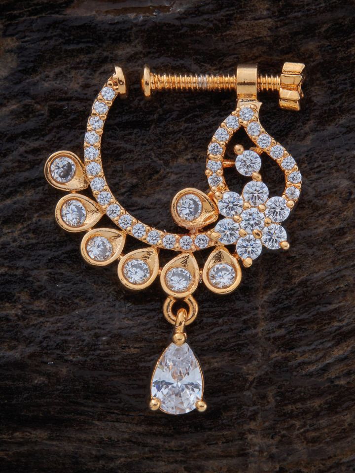Buy Kushal s Fashion Jewellery Gold Plated CZ Studded Nose Pin
