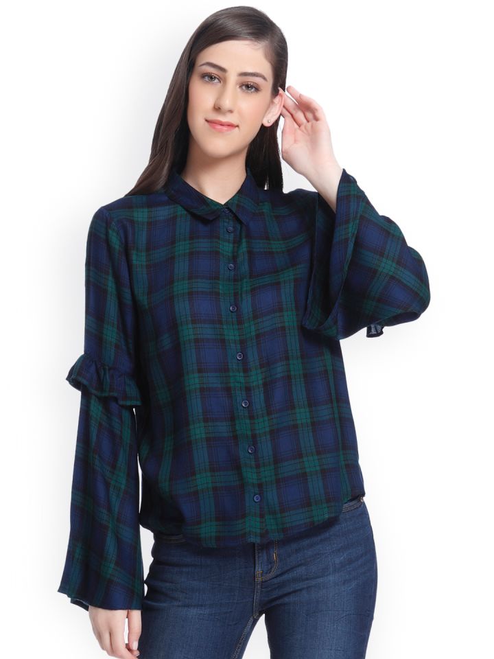 Blue green shop check shirt womens