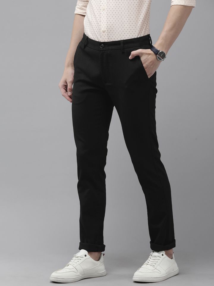 Buy Arrow Sport Men Slim Fit Low Rise Smart Casual Trousers