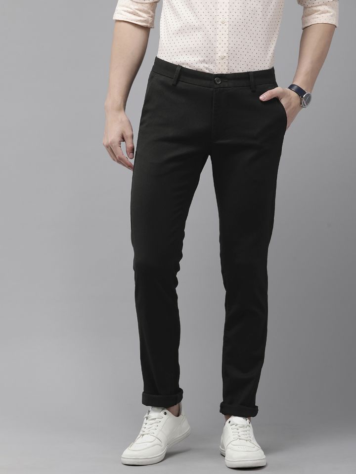 Buy Arrow Sport Men Slim Fit Low Rise Smart Casual Trousers