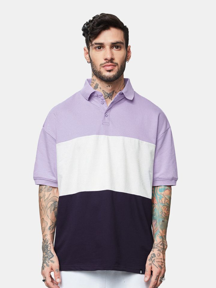 Buy The Souled Store Colourblocked Polo Collar Cotton Loose Fit