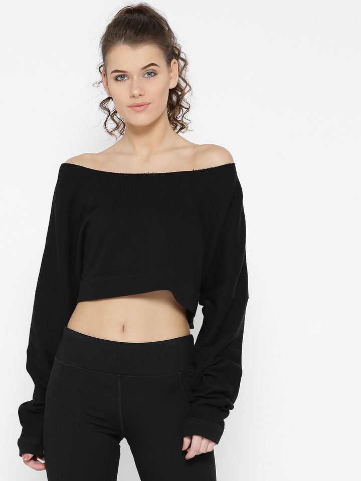 Off the shoulder cropped sweatshirt Clearance