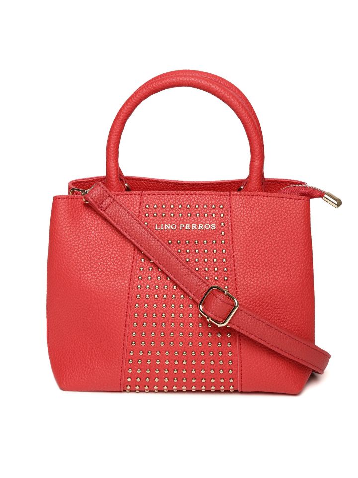 Buy Lino Perros Red Embellished Handheld Bag With Sling Strap