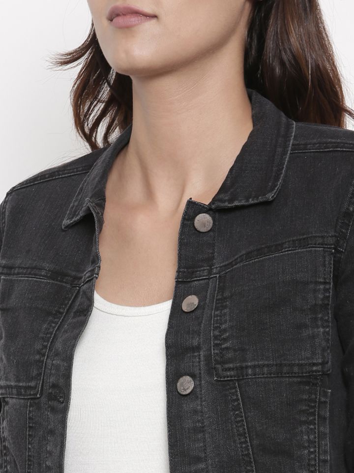 Black denim jacket store womens forever 21