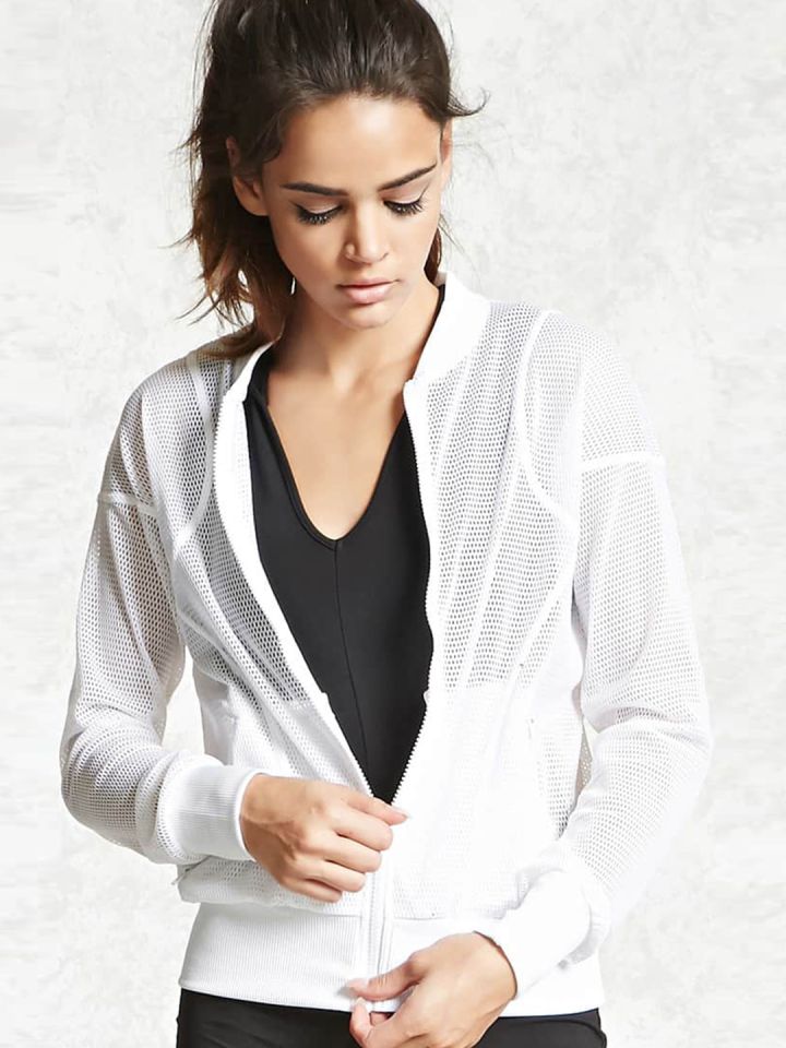 White mesh bomber best sale jacket