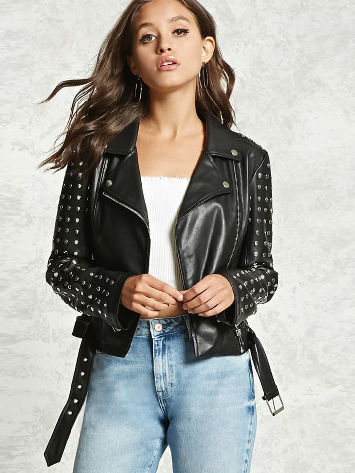 Studded leather jacket forever 21 hotsell