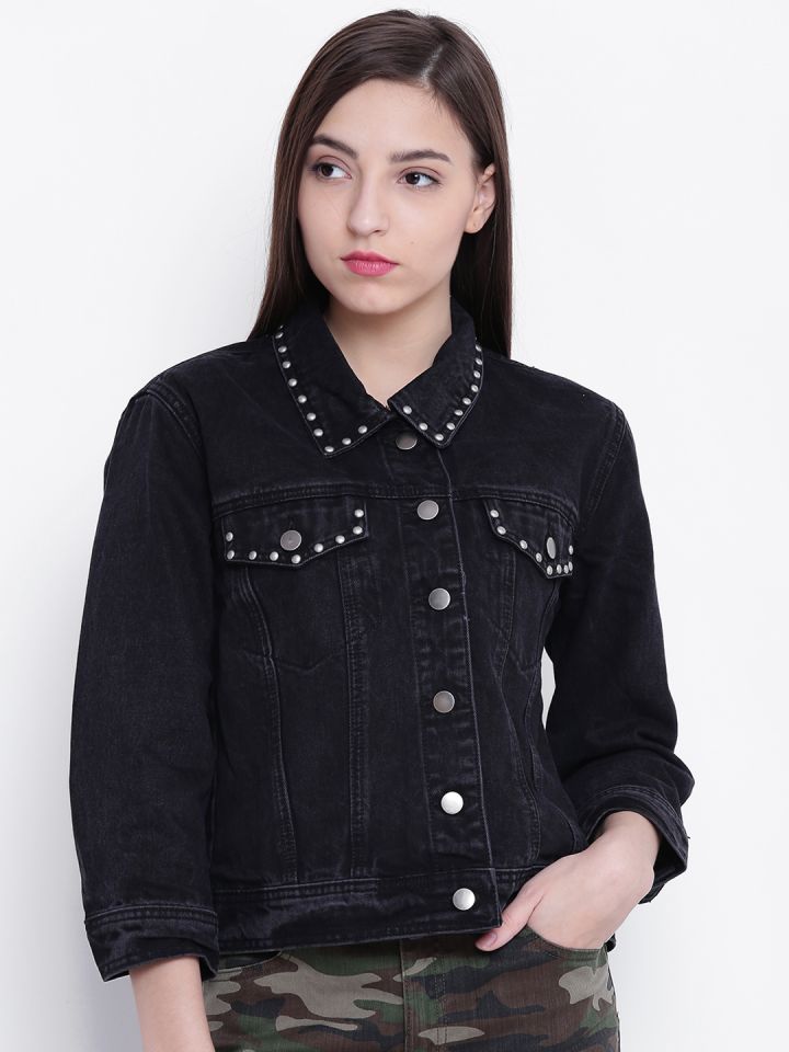 Studded denim hotsell jacket forever 21