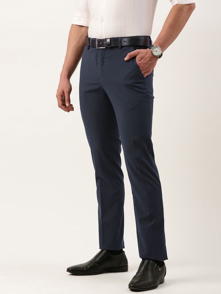 Men's striped slim fit trousers clearance