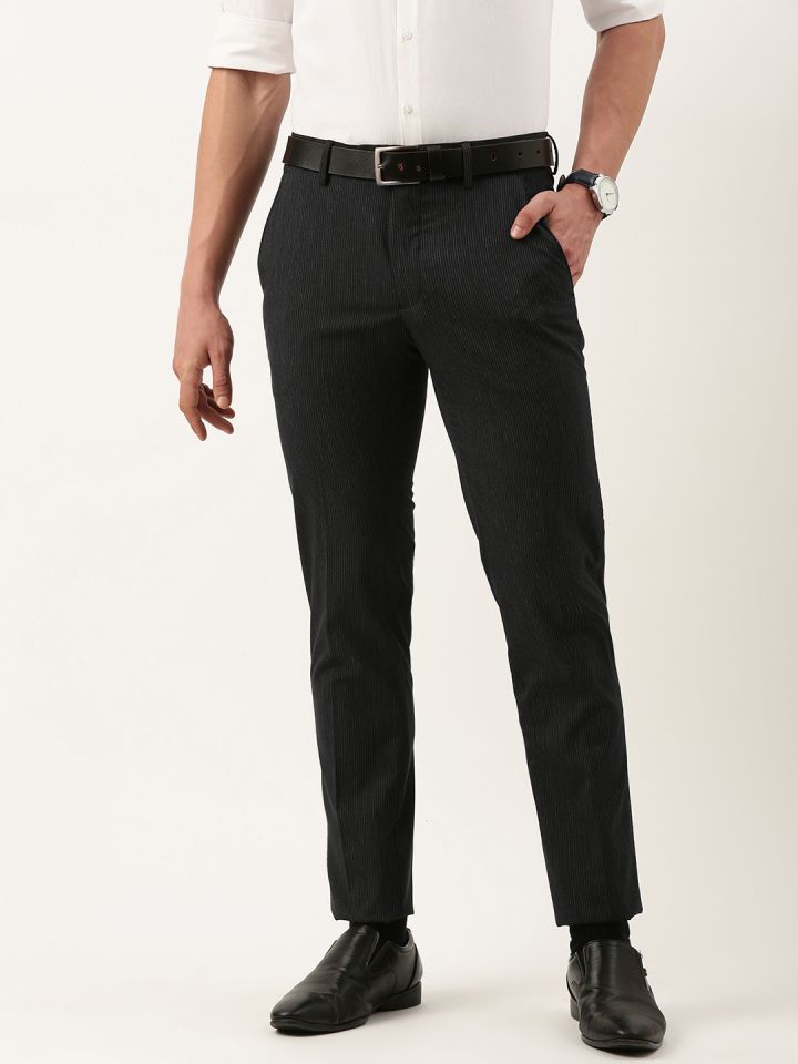 Men's striped slim fit trousers sales