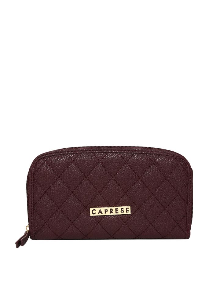 Buy Caprese Women Maroon Solid Zip Around Wallet Myntra