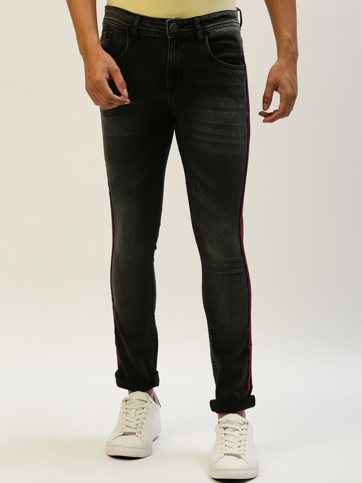 Side stripe jeans mens cheap myntra