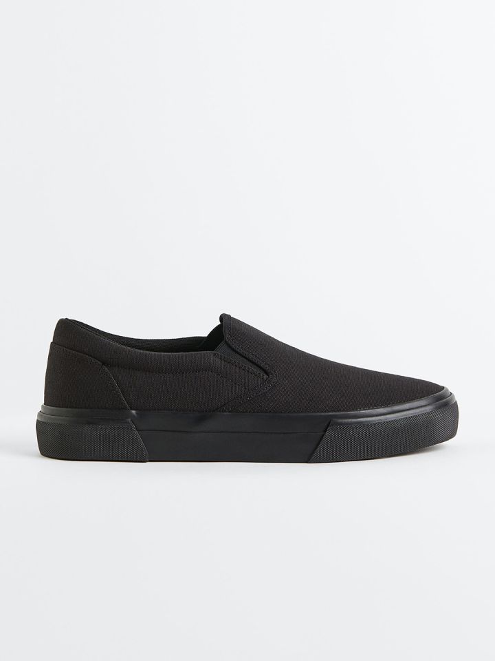Mens black slip on trainers clearance