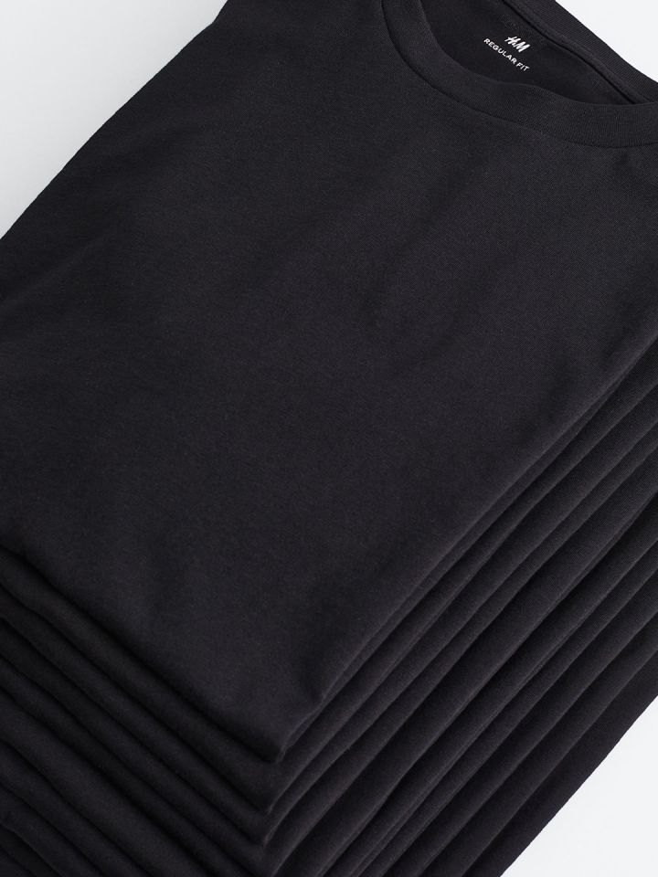 H&m plain black t shirt discount