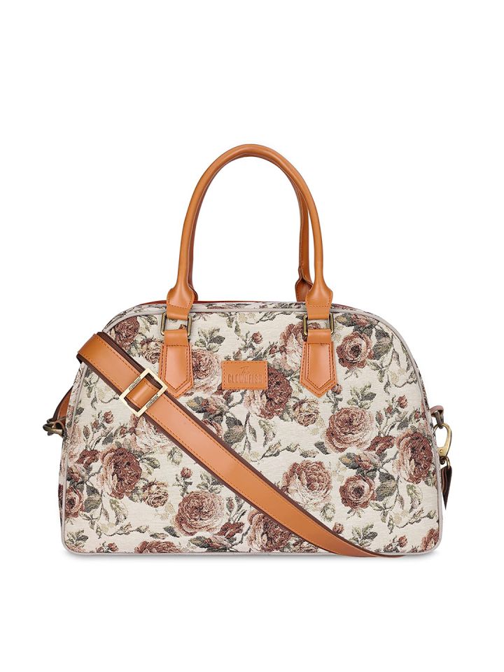 Buy THE CLOWNFISH Floral Printed Tapestry Faux Leather Duffel