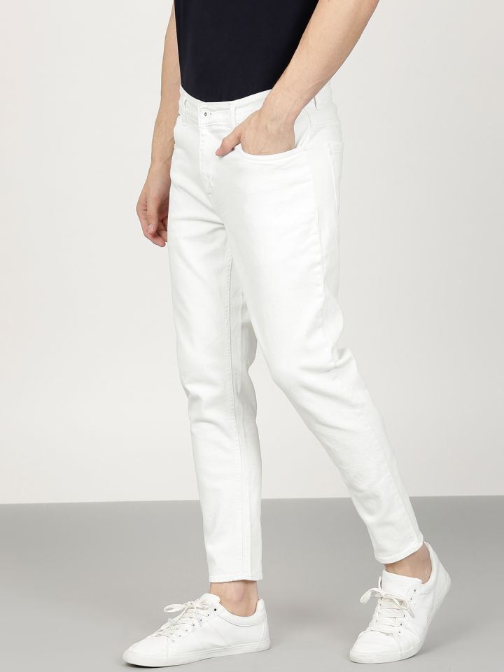 Mens white clearance cropped jeans