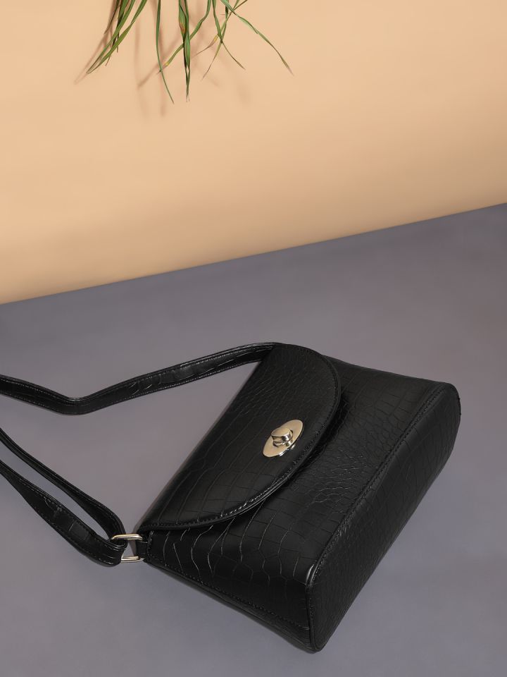 Buy Mast Harbour Black Textured Sling Bag Handbags for Women