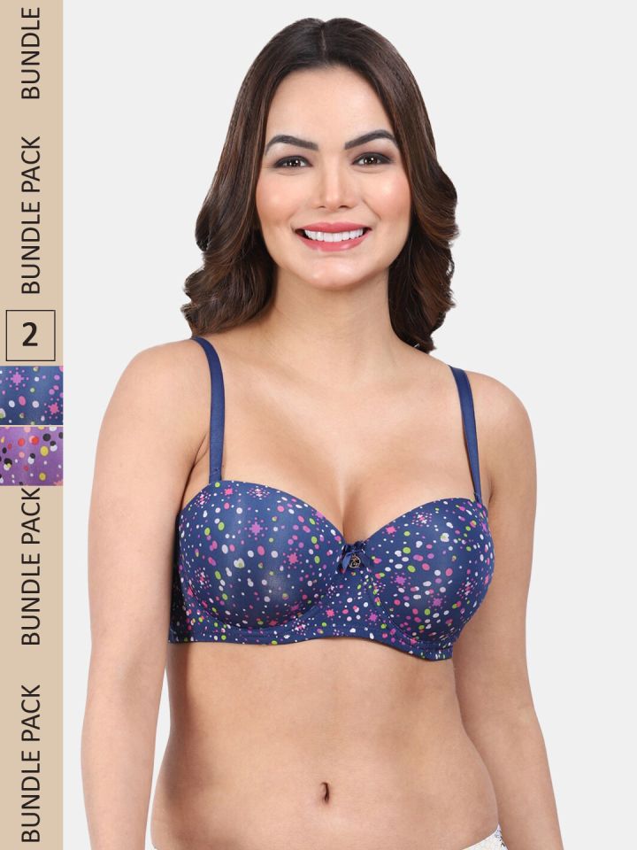 SOIE Full Coverage Padded Wired T-shirt Bra with Mesh Detailing-Purple (32B)
