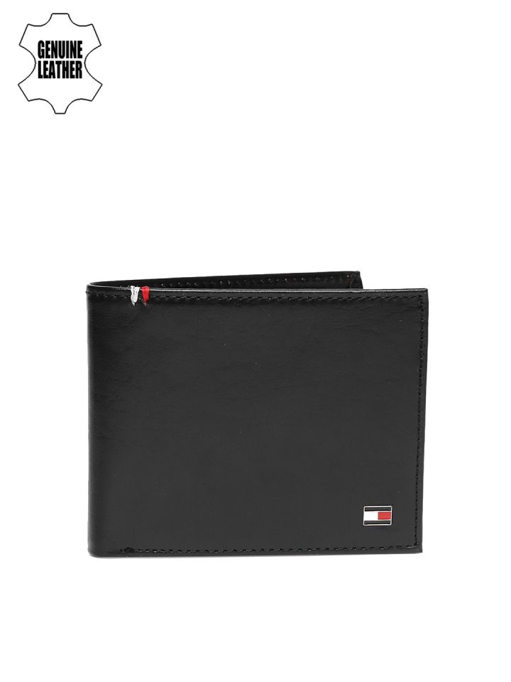 Buy Tommy Hilfiger Men Black Solid Two Fold Leather Wallet