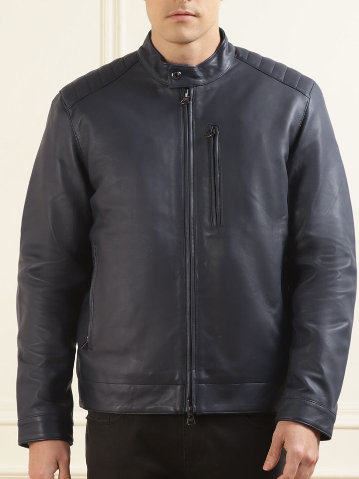 Leather jacket myntra clearance