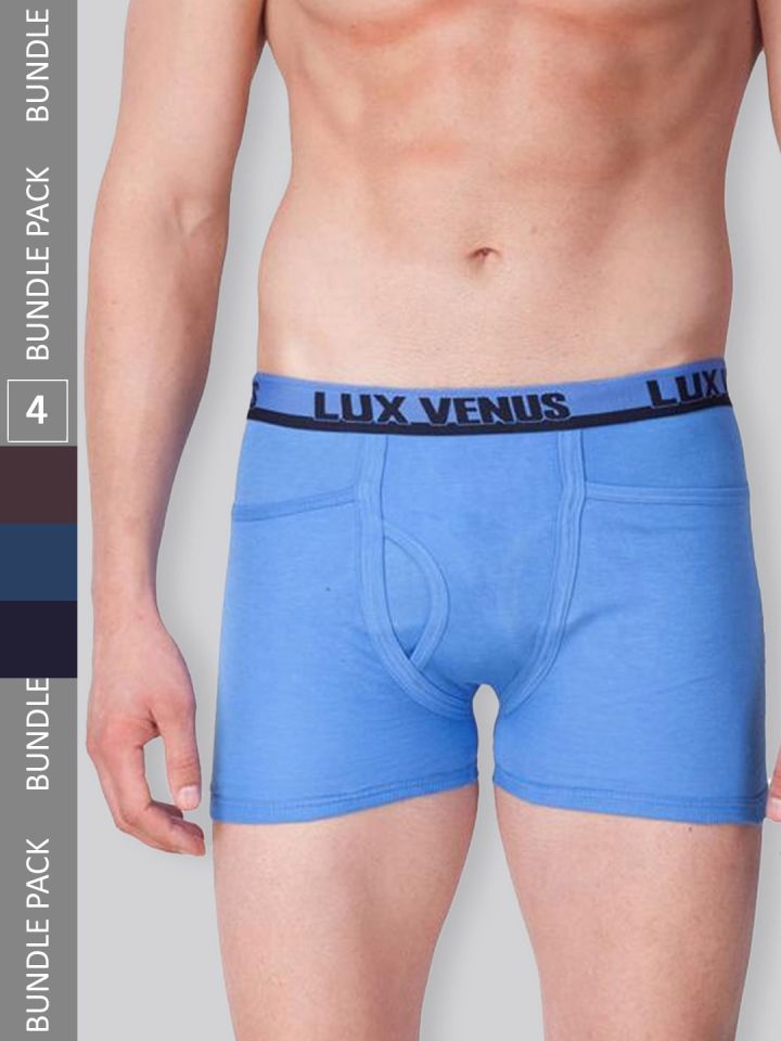 Buy LUX VENUS Men Pack Of 4 Assorted Pure Cotton Trunks - Trunk