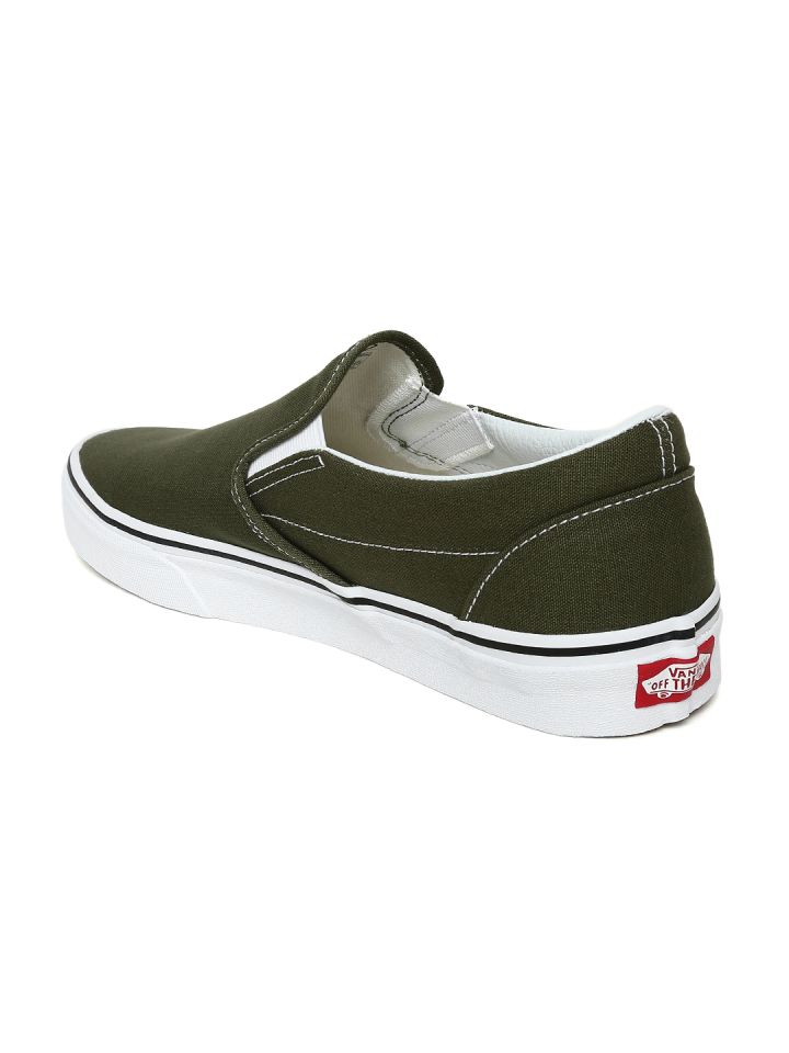 Olive green vans slip on discount