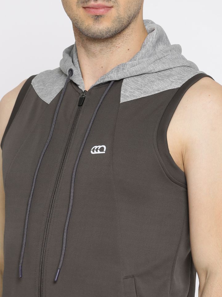 Buy Ajile By Pantaloons Men Grey Solid Hooded Sweatshirt