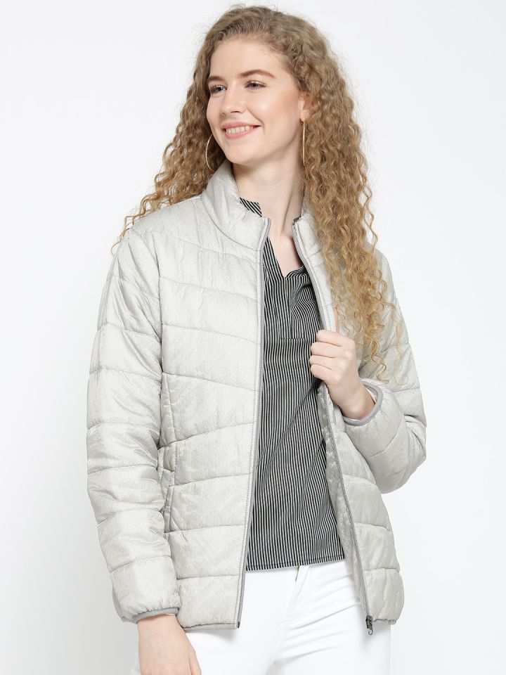 Buy Fort Collins Women Grey Patterned Quilted Jacket Jackets For