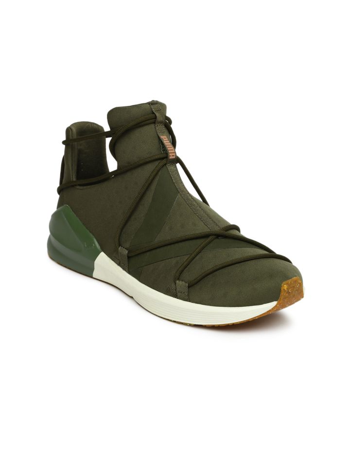 olive green training shoes