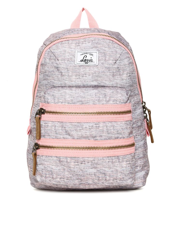 Buy Lavie Women Pink Grey Solid Backpack Myntra