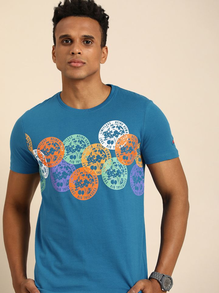 Being human blue t shirt on sale
