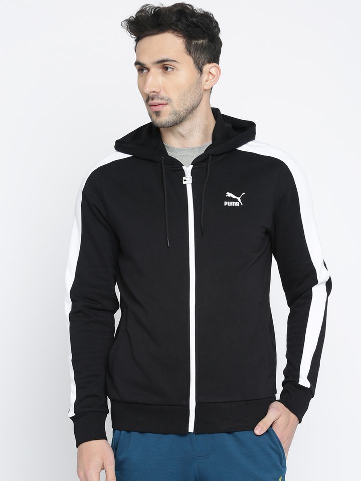 Buy Puma Men Black u0026 White Solid Hooded Sweatshirt - Sweatshirts for Men  2252837 | Myntra
