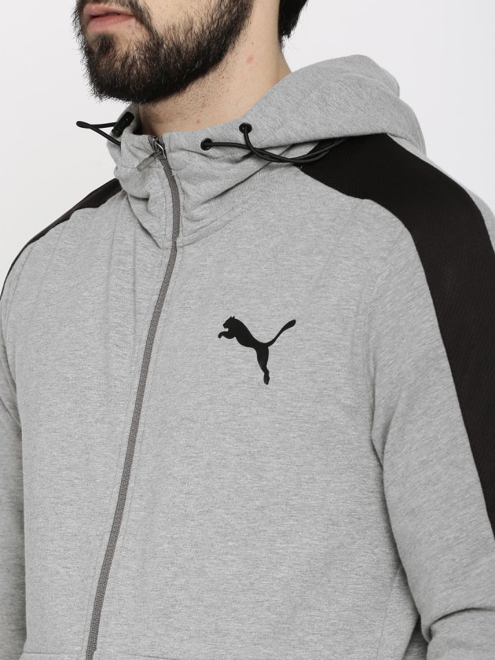 Puma men grey deals melange hooded sweatshirt