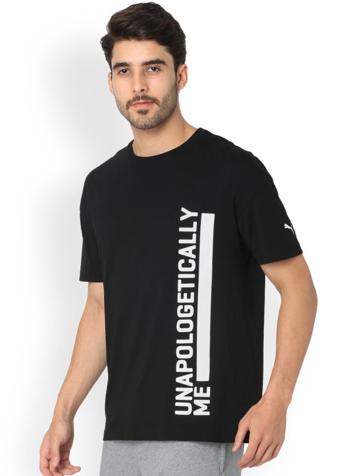 Buy One8 X Puma Men Black Printed Round Neck T Shirt Tshirts For