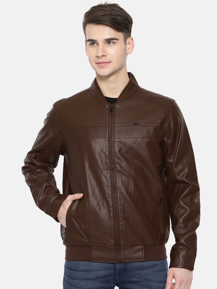 Parx Men Brown Solid Bomber