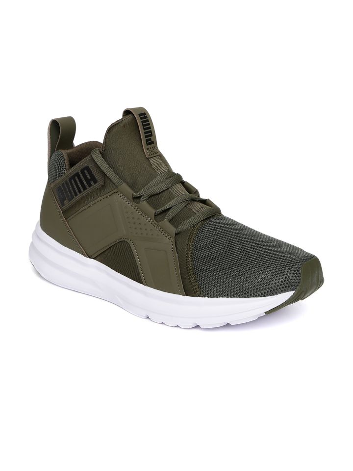 Olive Green Enzo Mesh Running Shoes 