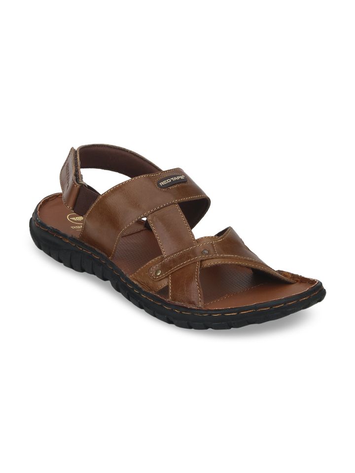 red tape men's tan leather sandals