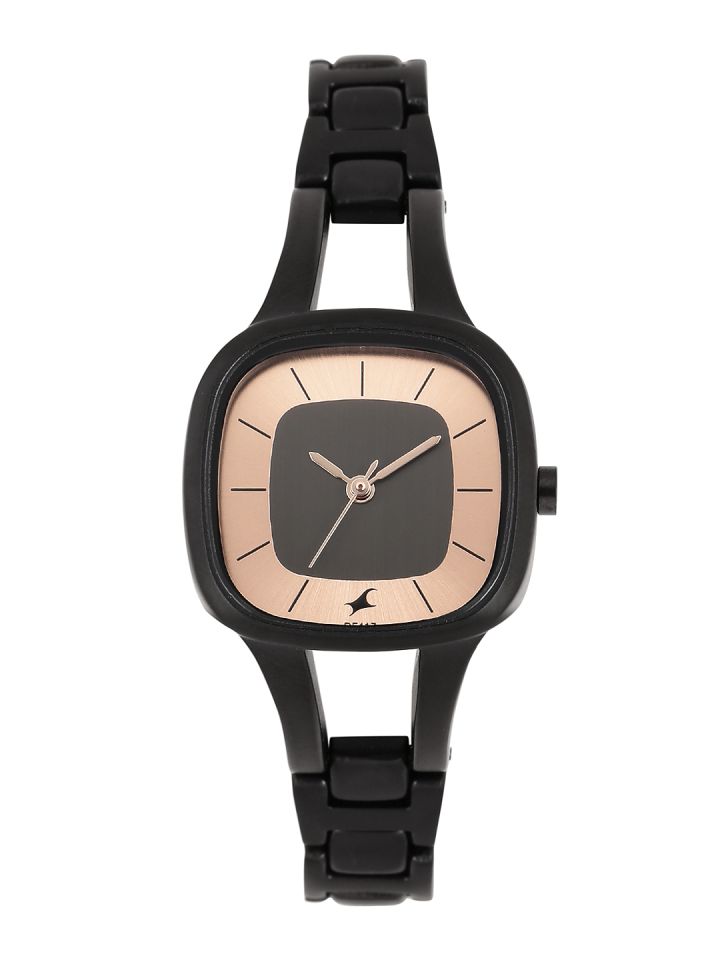 Buy Fastrack Women Black Rose Gold Toned Dial Watch 6147NM01