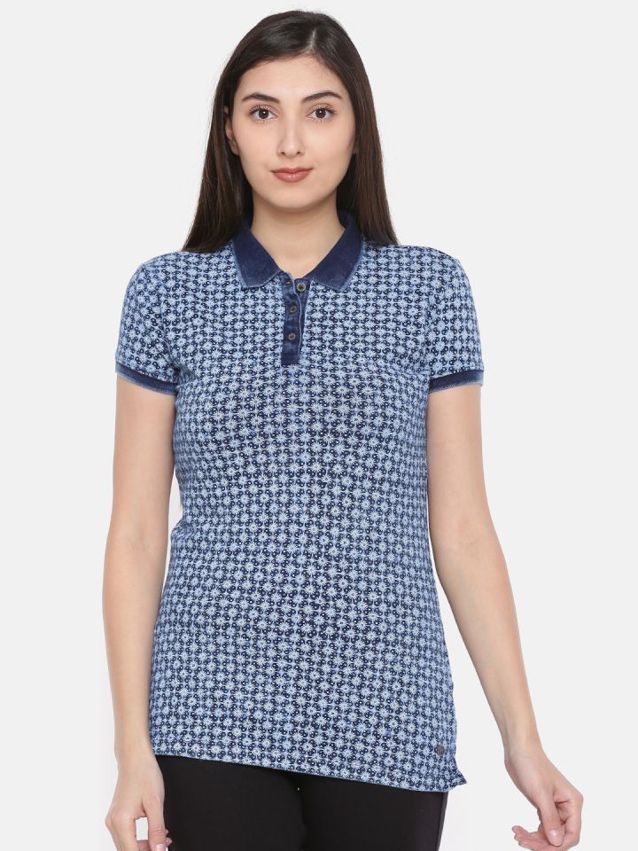 Buy U.S. Polo Assn. Women Women Blue Printed Polo T Shirt Tshirts for Women 2259344 Myntra