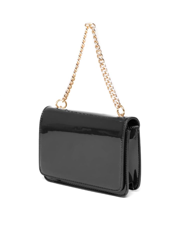 Buy FOREVER 21 Black Glossy Handheld Bag With Sling Strap