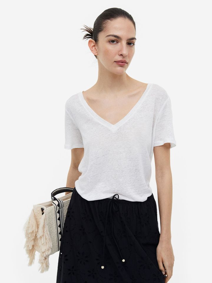 Buy H M Women Linen T Shirt Tshirts for Women 22617278 Myntra