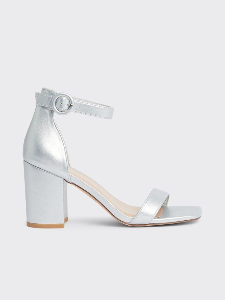 Silver block shop high heels