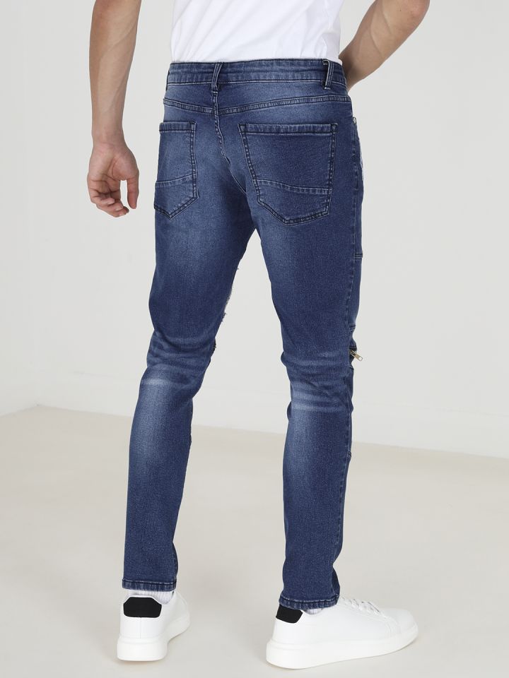Side stripe jeans mens myntra sales