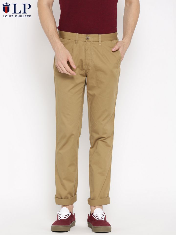 Men Khaki Sundance Fit Solid Trousers 
